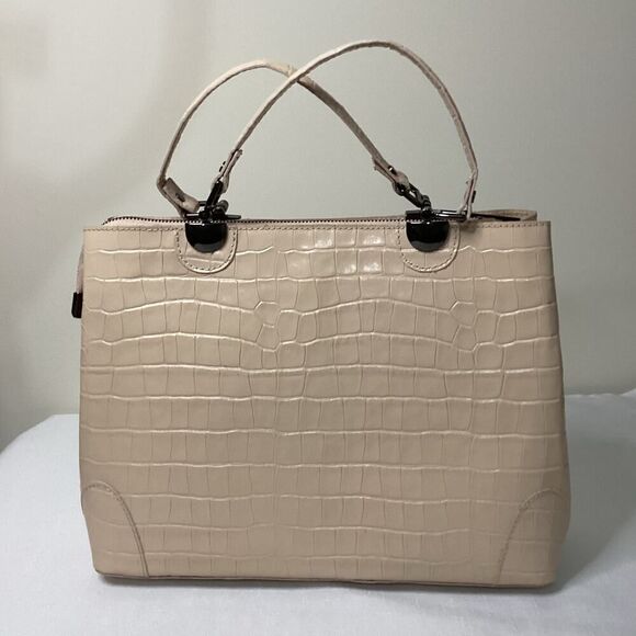 Divina Firenze Croc Embossed Beige Handbag - Picture 5 of 15